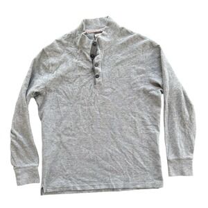 Relwen Sweater 3 Button Men Size 2XL Gray 100% Cotton Henley Sweater